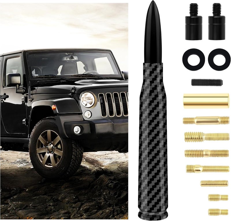 Turcee Car Bullet Antenna,Truck Exterior Decoration Accessories Car Vehicle Replacement Antenna Conpatible with Ford F150 RAM 1500 GMC Heavy Duty Pickup Trucks Accessories(Carbon Fiber Black) - Image 1